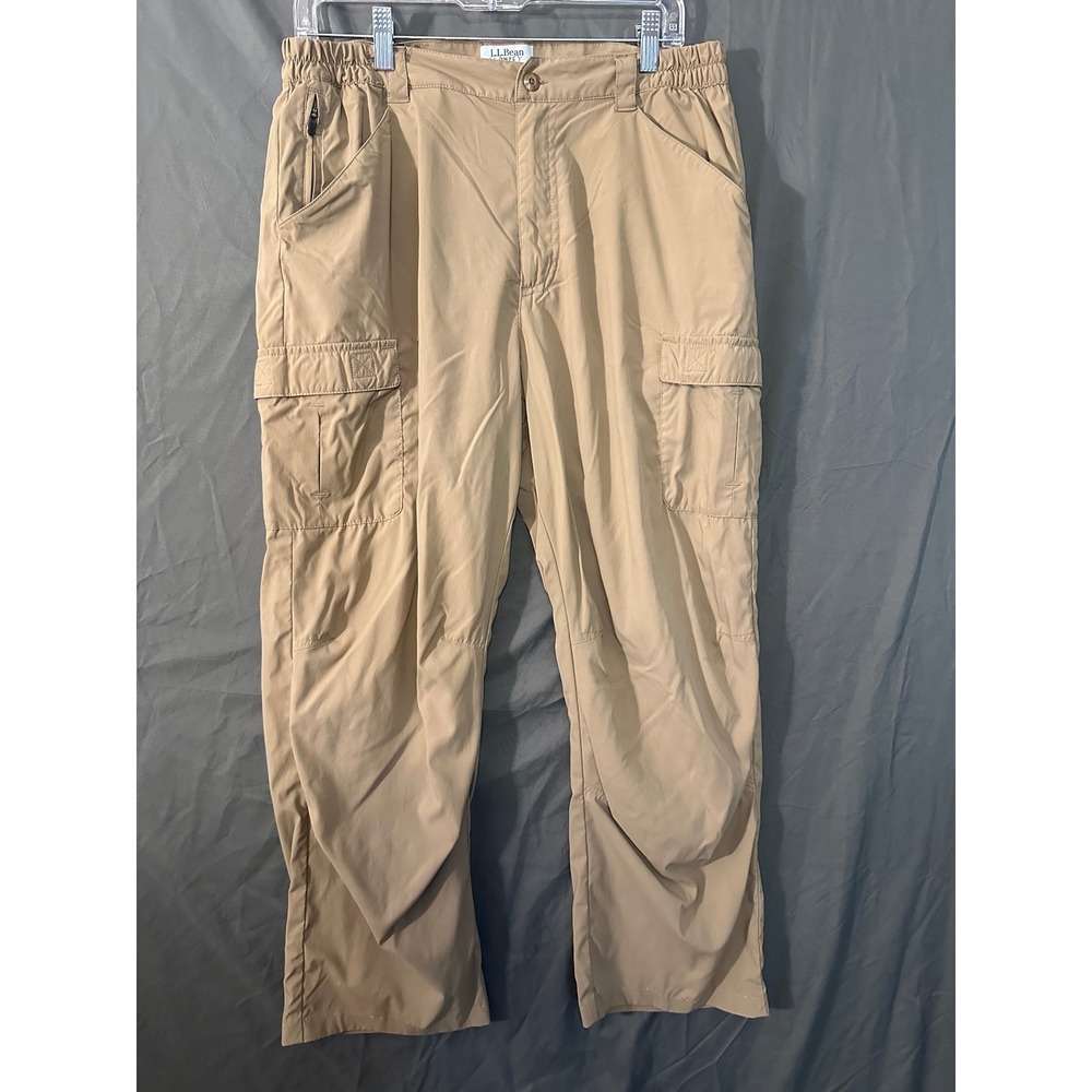 LL Bean Cresta Hiking Pants Mens Medium Regular Khaki Nylon Spandex Cargo Tan